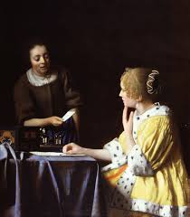 P Vermeer Lady Maidserbvant holding Letter